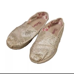 Girl's Skechers Size 12 Shoes Flats Lil Bobs Shimmer Glitter Silver Pull On Shoe